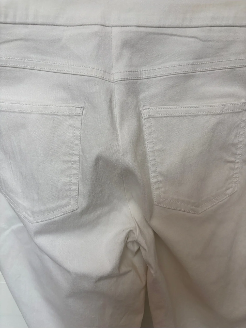 Ruby Rd White Pull-On Crop Pants faux front pockets size 8